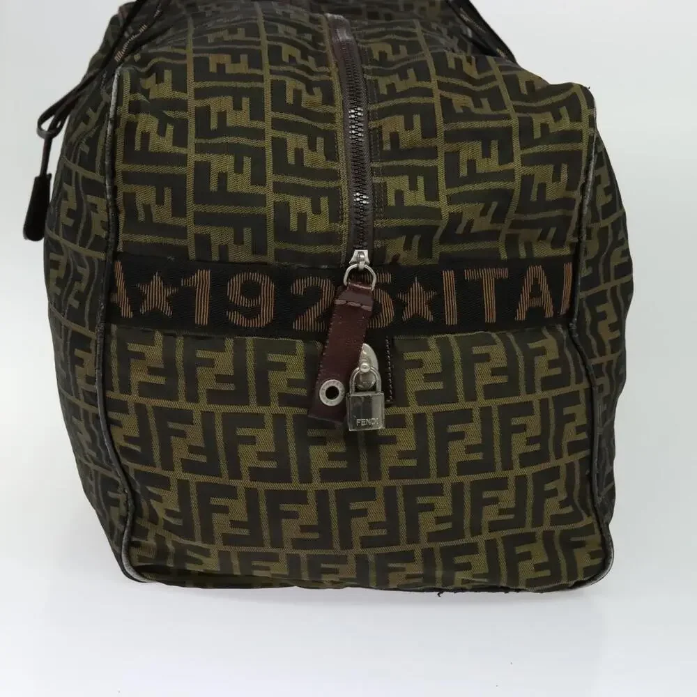 FENDI Zucca Canvas Boston Bag Brown Black